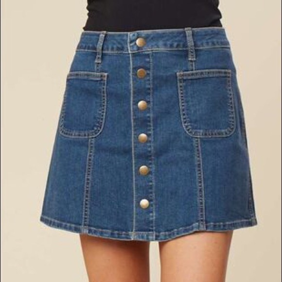 Altar’d State Front Snap Denim Skirt Size S - Picture 4 of 10